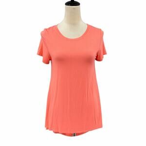 Hard Tail Forever Coral Orange Soft Modal Open Back Short Sleeve Athleisure Tee